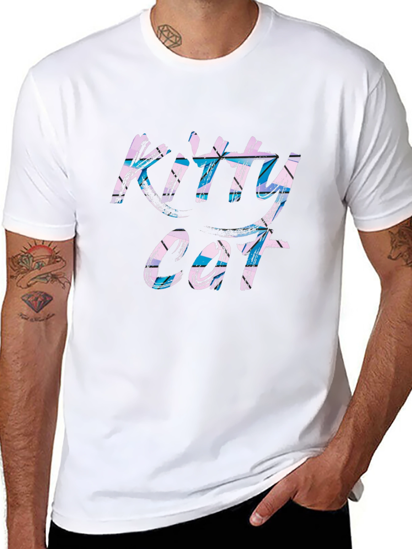 Kitty Cat Graphic Tee - Black Casual T-Shirt