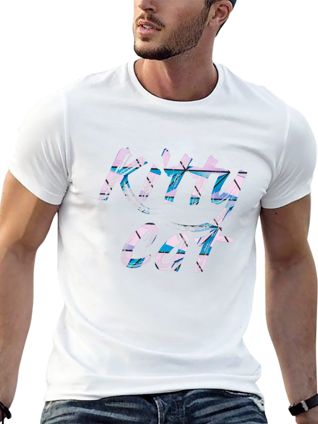 Kitty Cat Graphic Tee - Black Casual T-Shirt