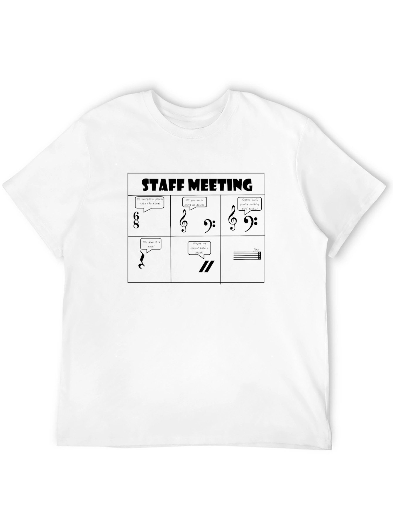 Musical Staff Meeting Black T-Shirt