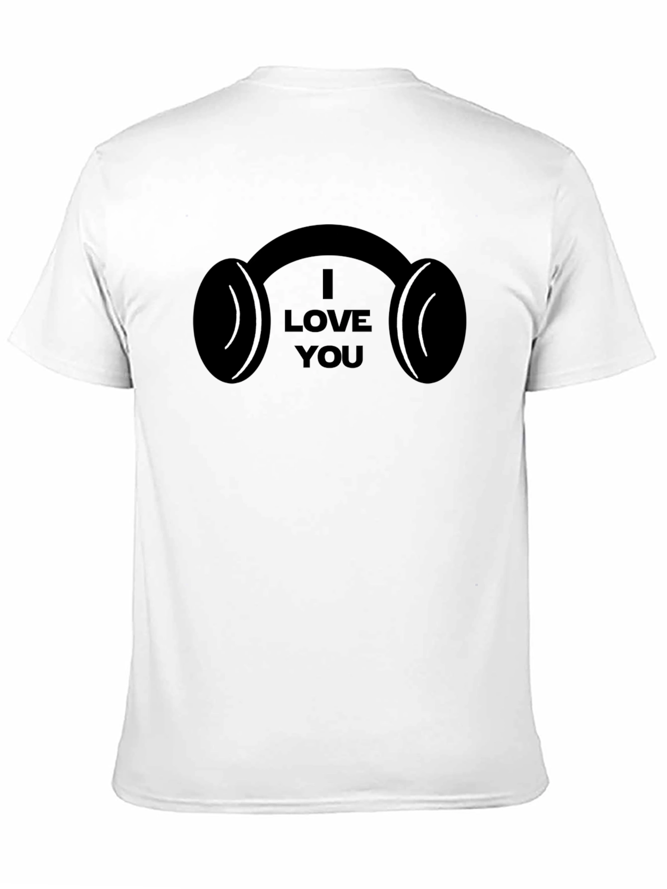 I Love You Headphones Black T-Shirt