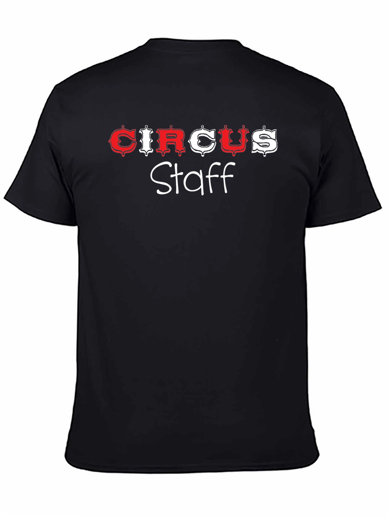Circus Staff T-Shirt - Novelty Black Cotton Tee