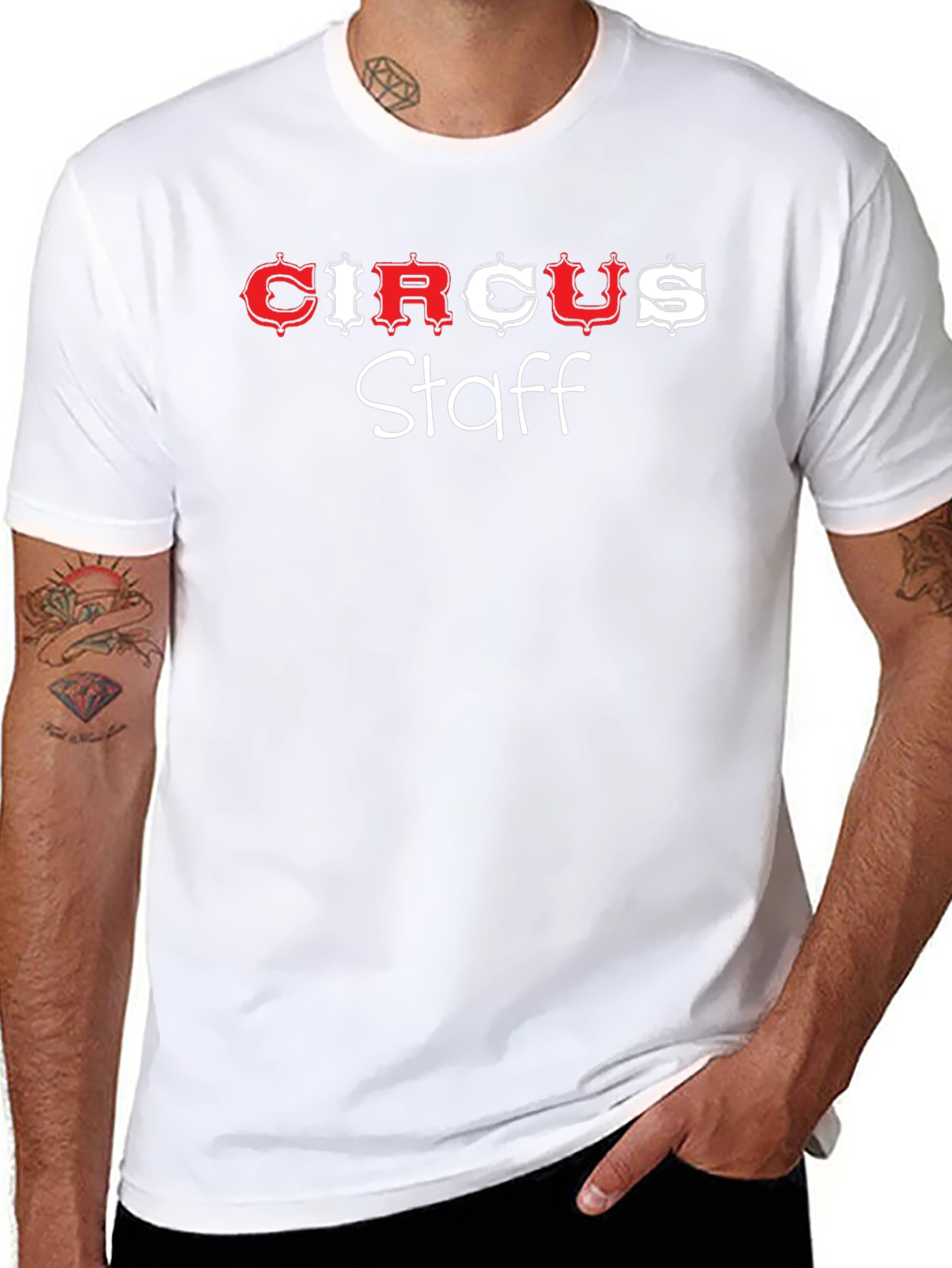 Circus Staff T-Shirt - Novelty Black Cotton Tee
