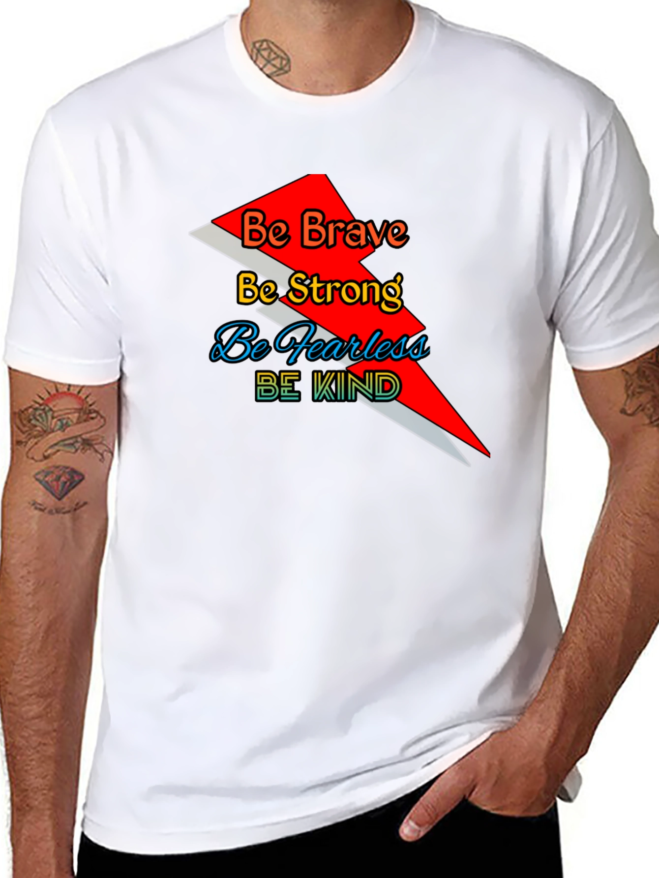 Motivational Graphic T-Shirt - Be Brave Strong Fearless Kind
