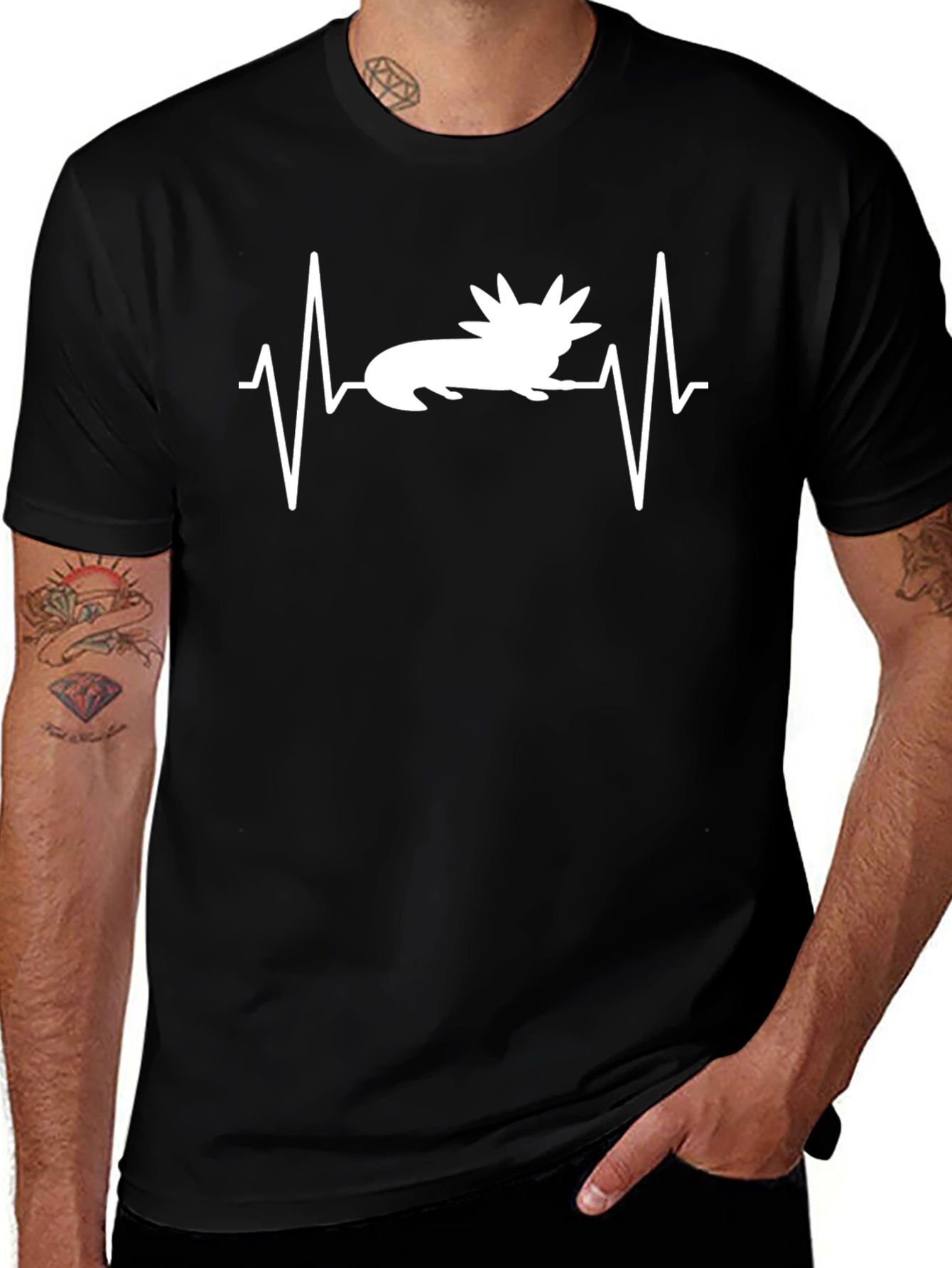 Axolotl Heartbeat T-Shirt - Black