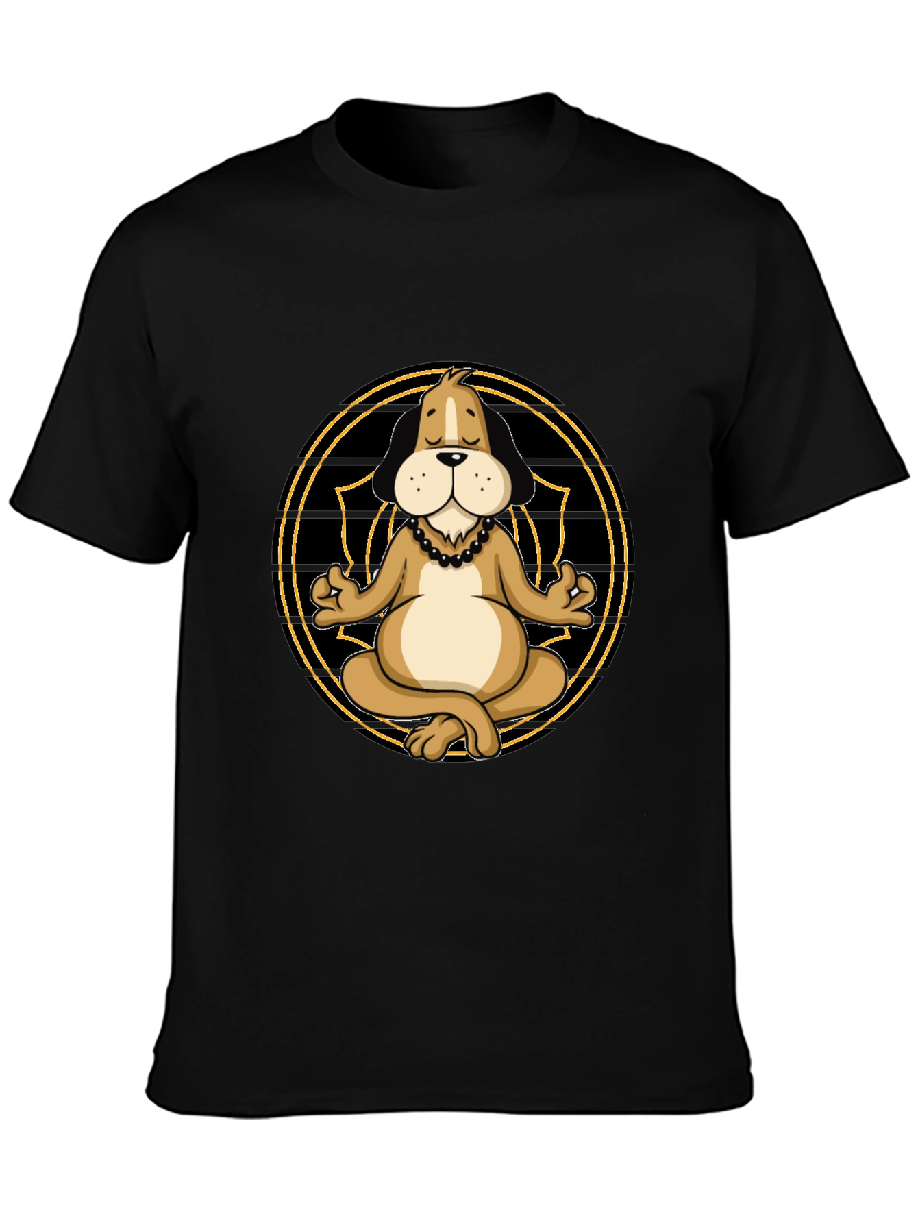 Zen Dog Meditation T-Shirt - Black Cotton Blend
