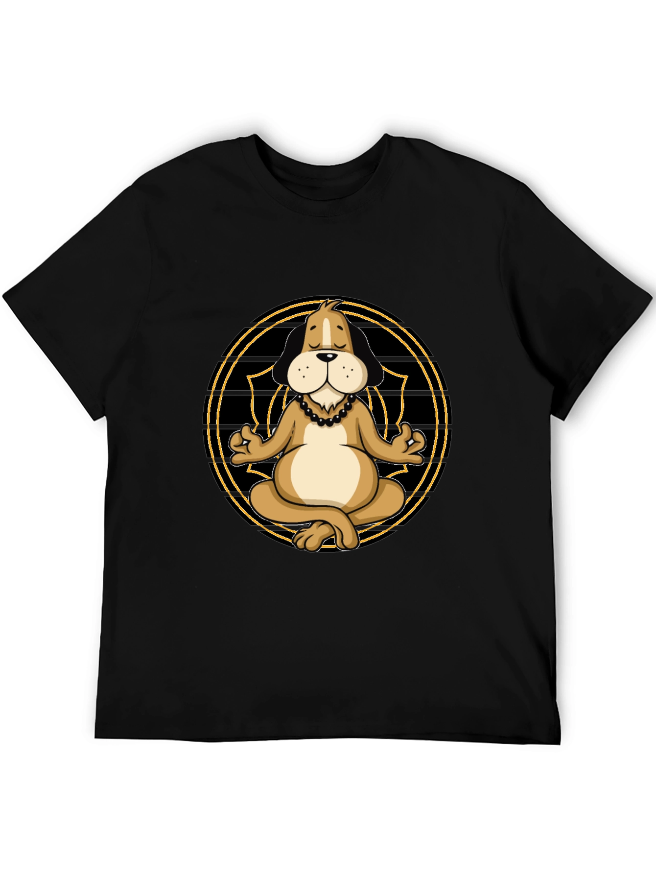 Zen Dog Meditation T-Shirt - Black Cotton Blend