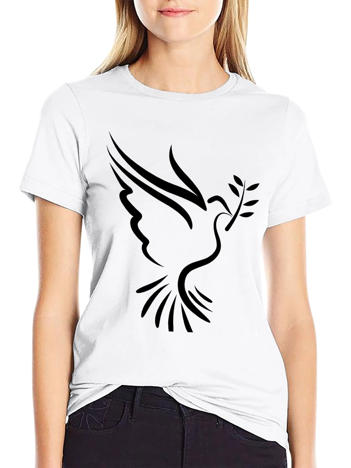 Peace Dove Graphic Tee - Black Casual T-Shirt