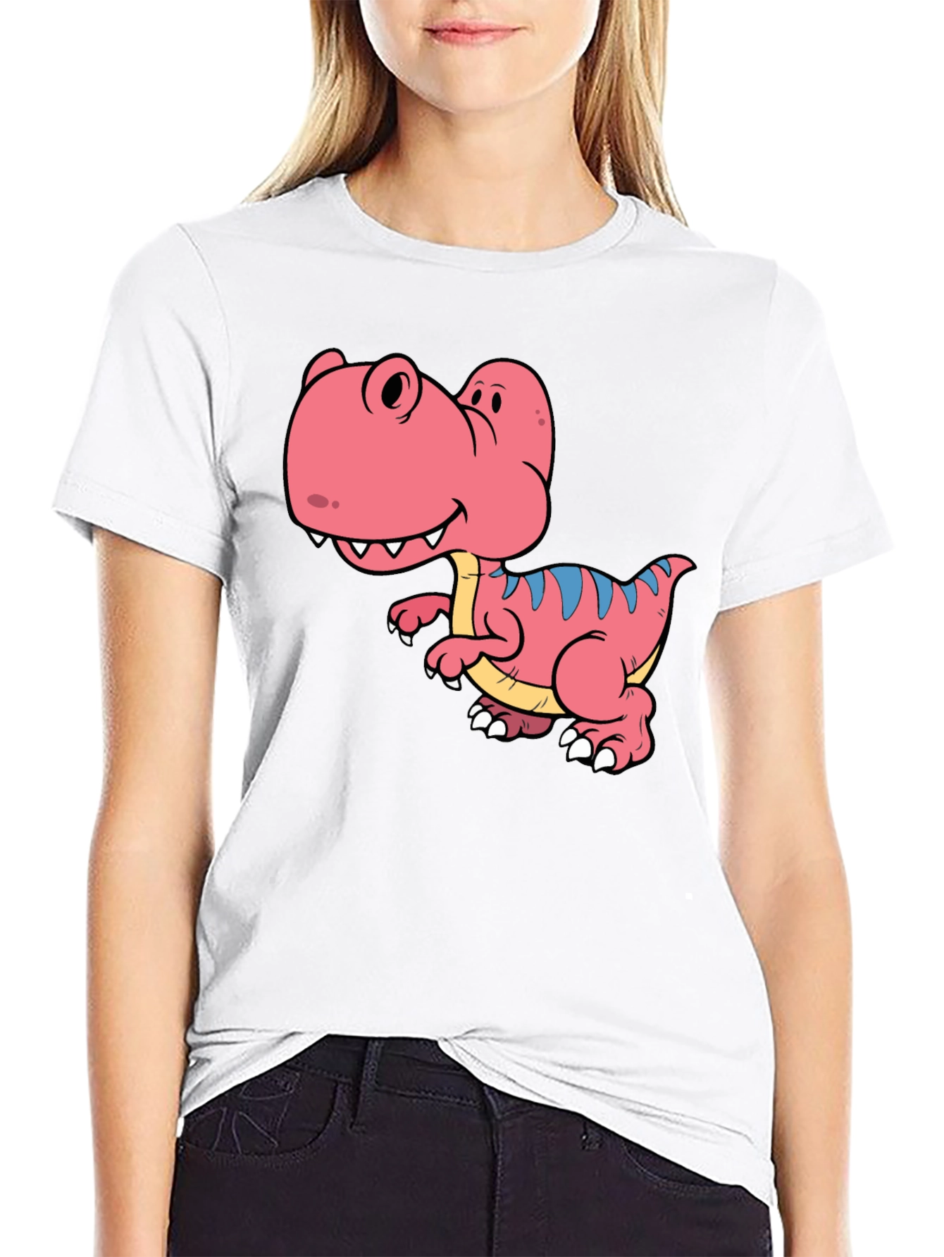 Dino T-Shirt: Black Tee with Cute Cartoon Dinosaur Design