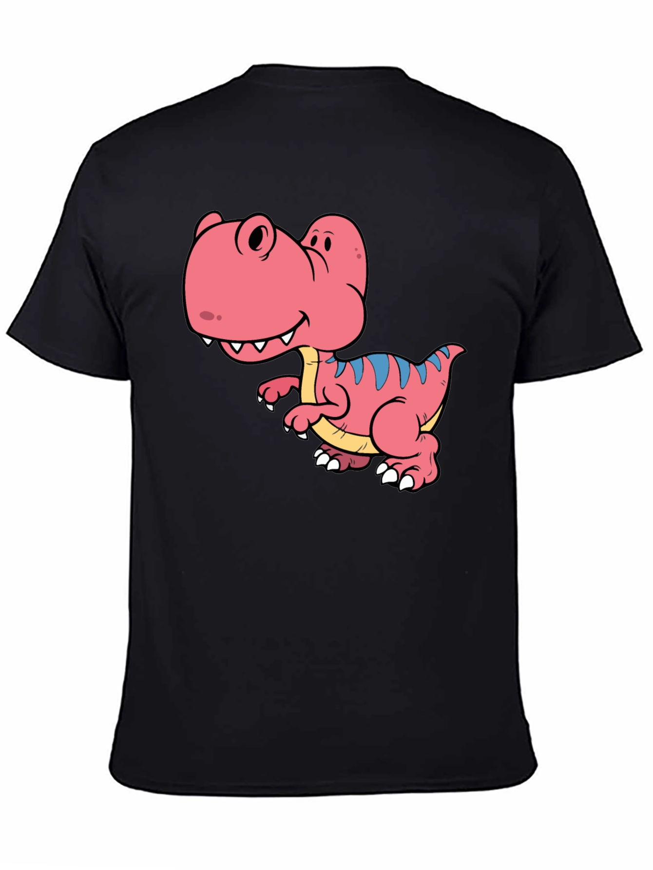 Dino T-Shirt: Black Tee with Cute Cartoon Dinosaur Design