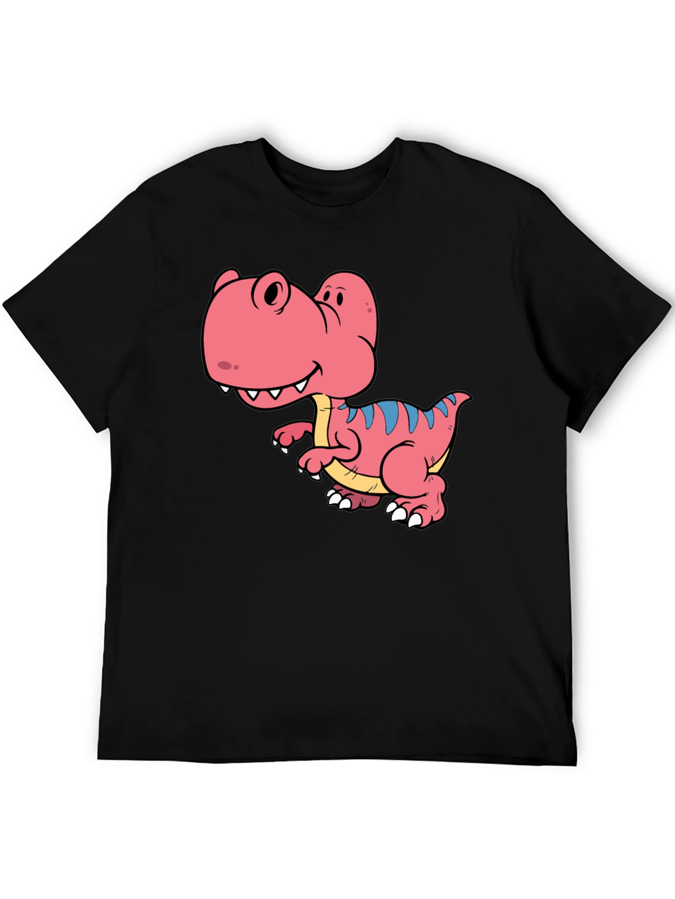 Dino T-Shirt: Black Tee with Cute Cartoon Dinosaur Design
