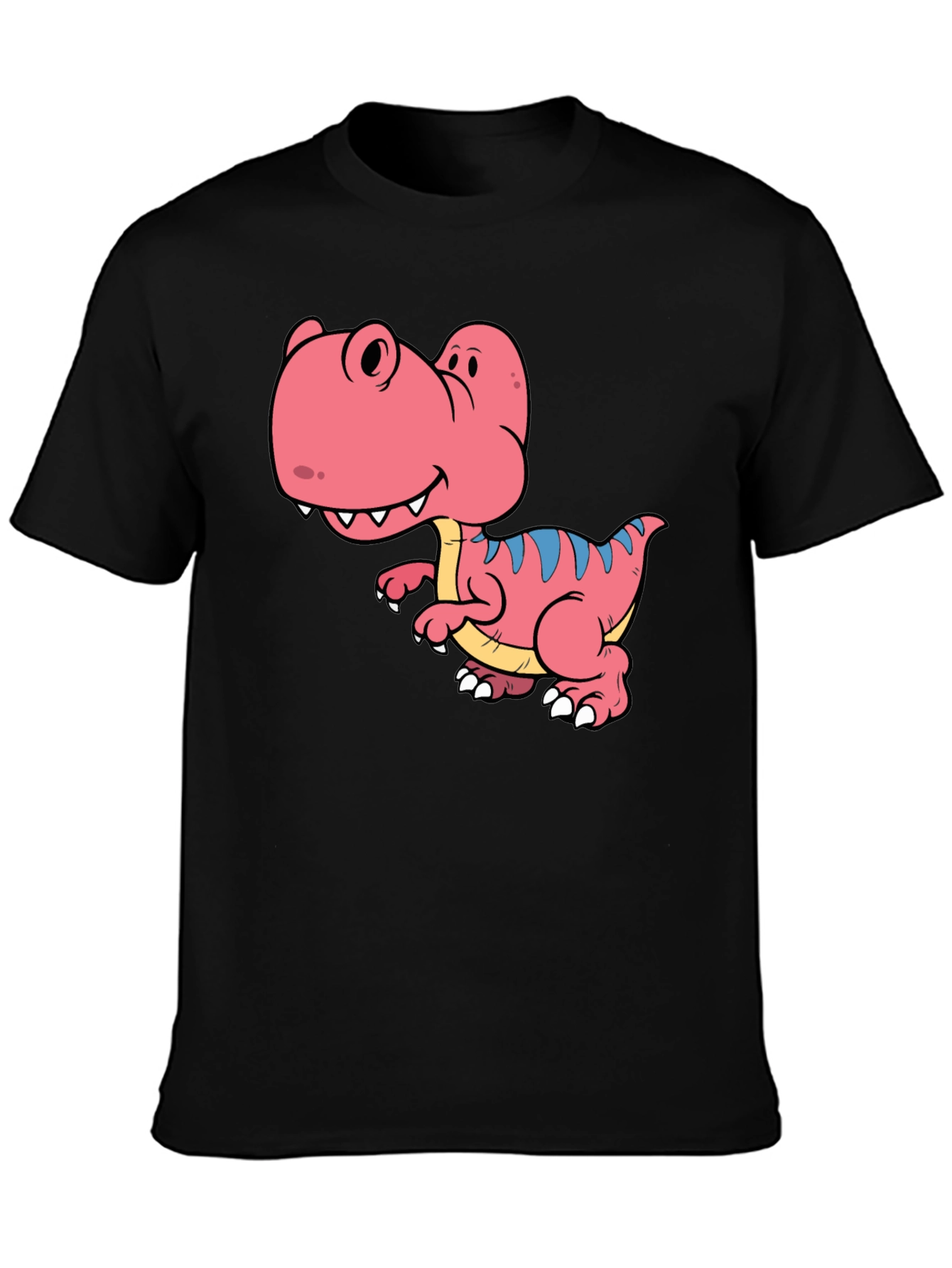 Dino T-Shirt: Black Tee with Cute Cartoon Dinosaur Design