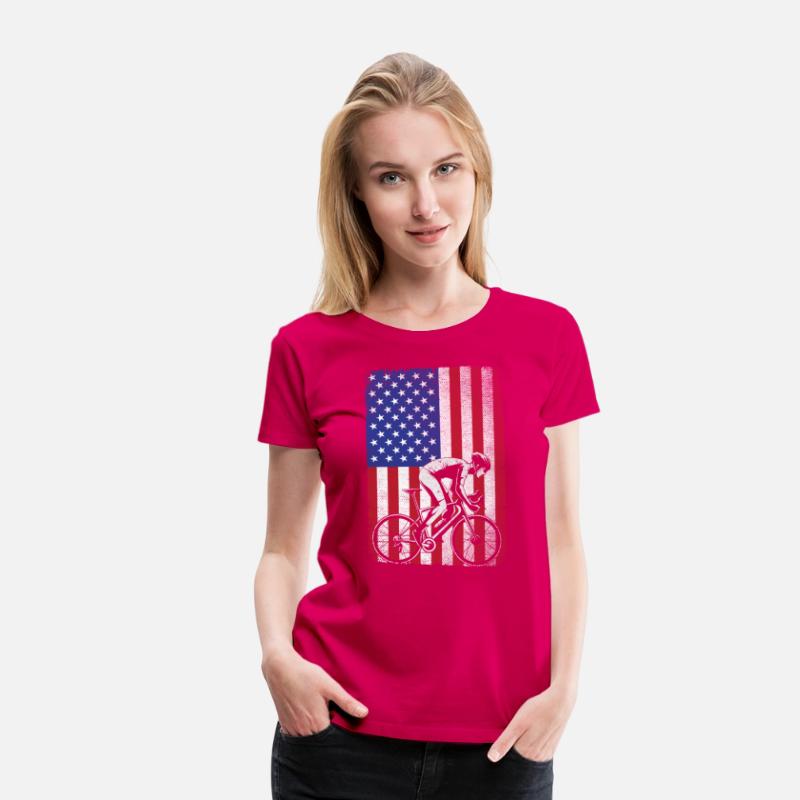Road Biking Cycling 4th Of July USA American Flag