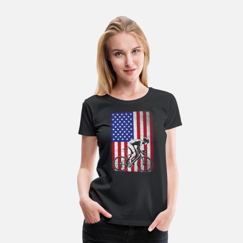 Road Biking Cycling 4th Of July USA American Flag