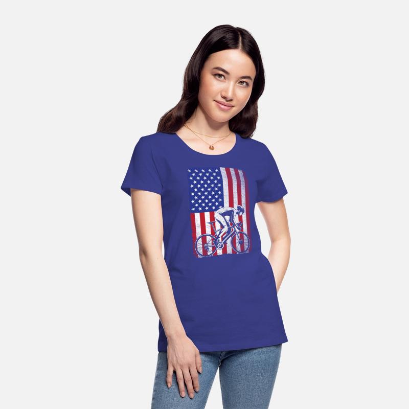 Road Biking Cycling 4th Of July USA American Flag