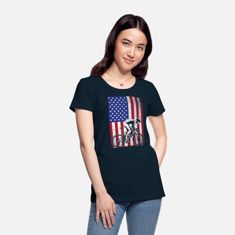 Road Biking Cycling 4th Of July USA American Flag