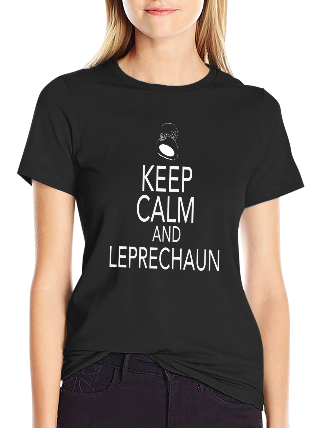 Keep Calm and Leprechaun Black T-Shirt