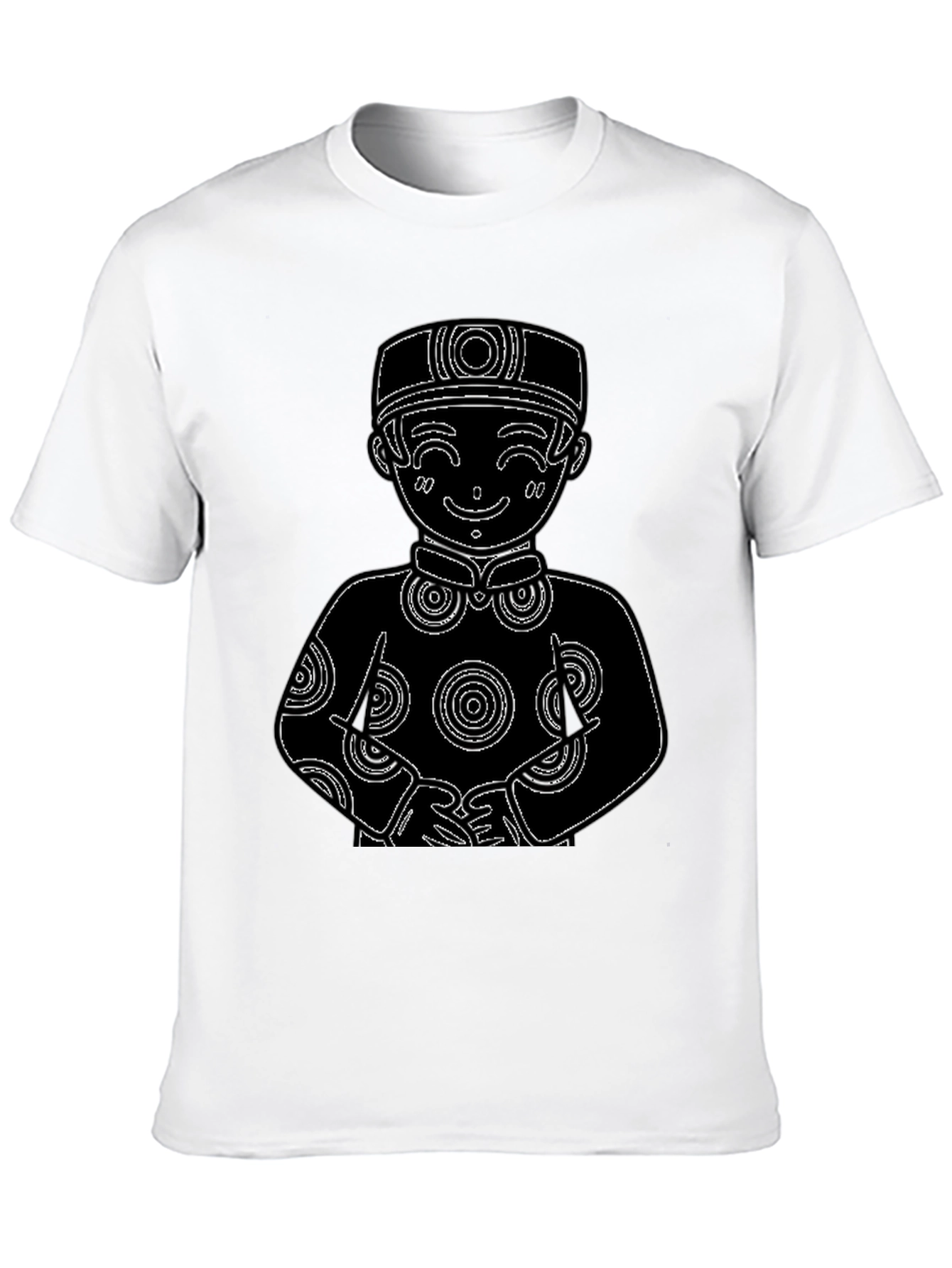 Black T-Shirt with Cute Cartoon Boy Design