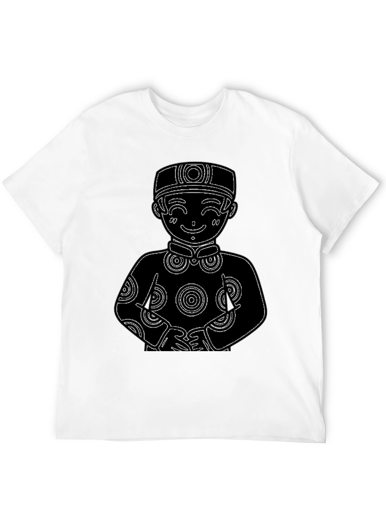 Black T-Shirt with Cute Cartoon Boy Design