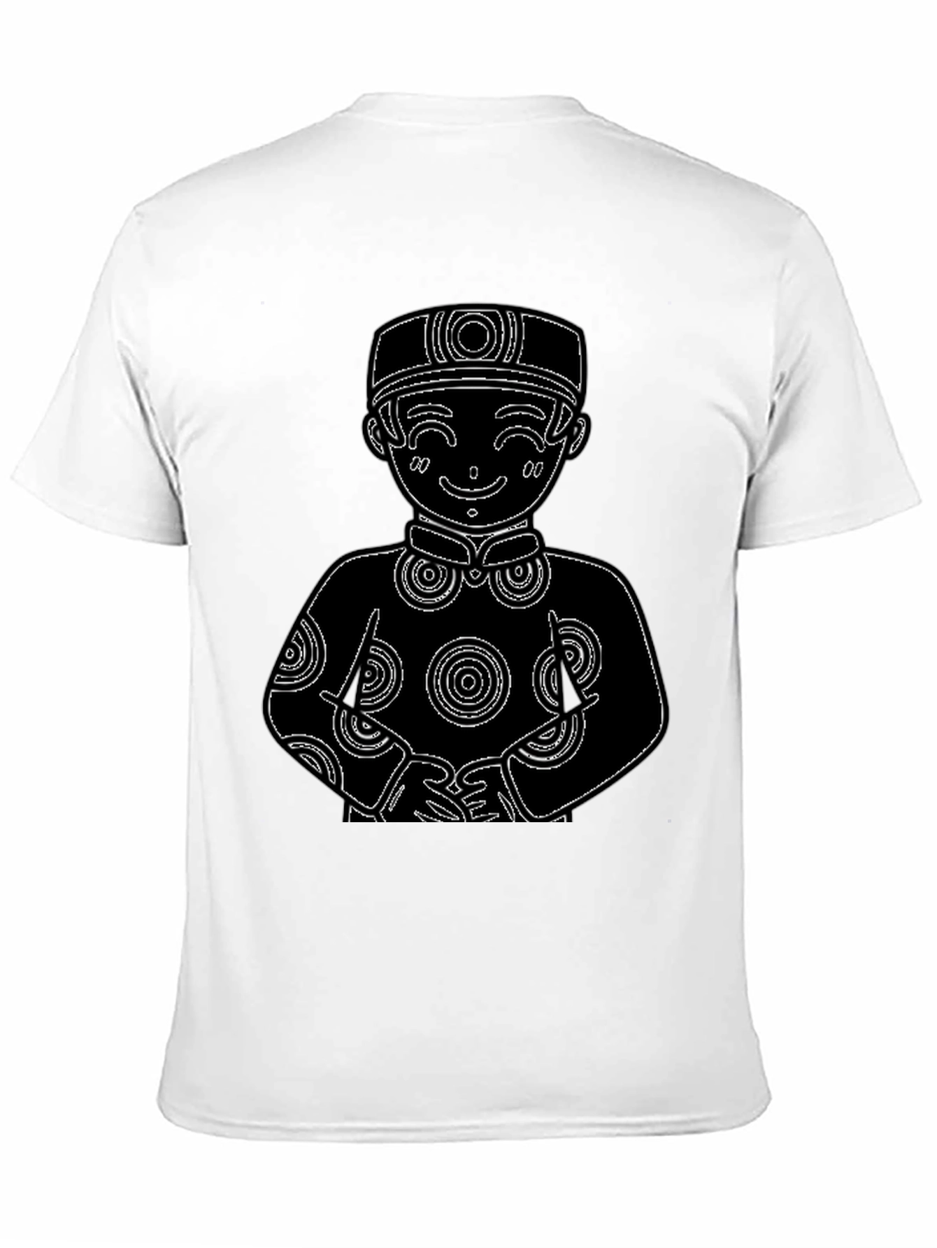 Black T-Shirt with Cute Cartoon Boy Design