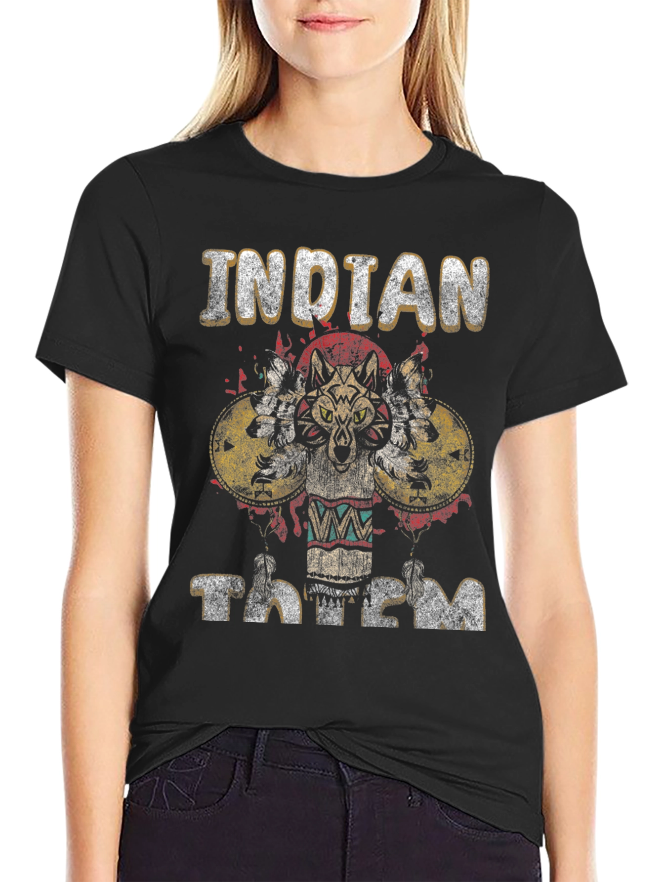 Indian Totem Graphic Print T-Shirt