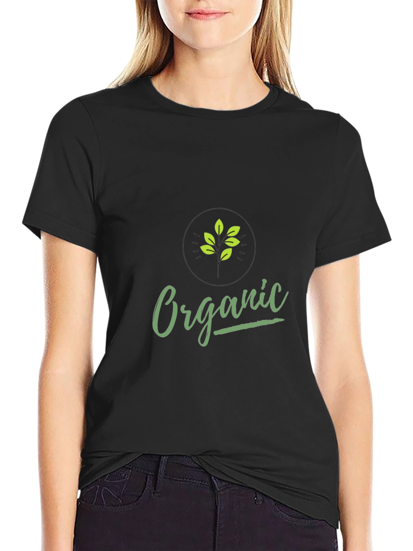 Organic Graphic Print Black T-Shirt