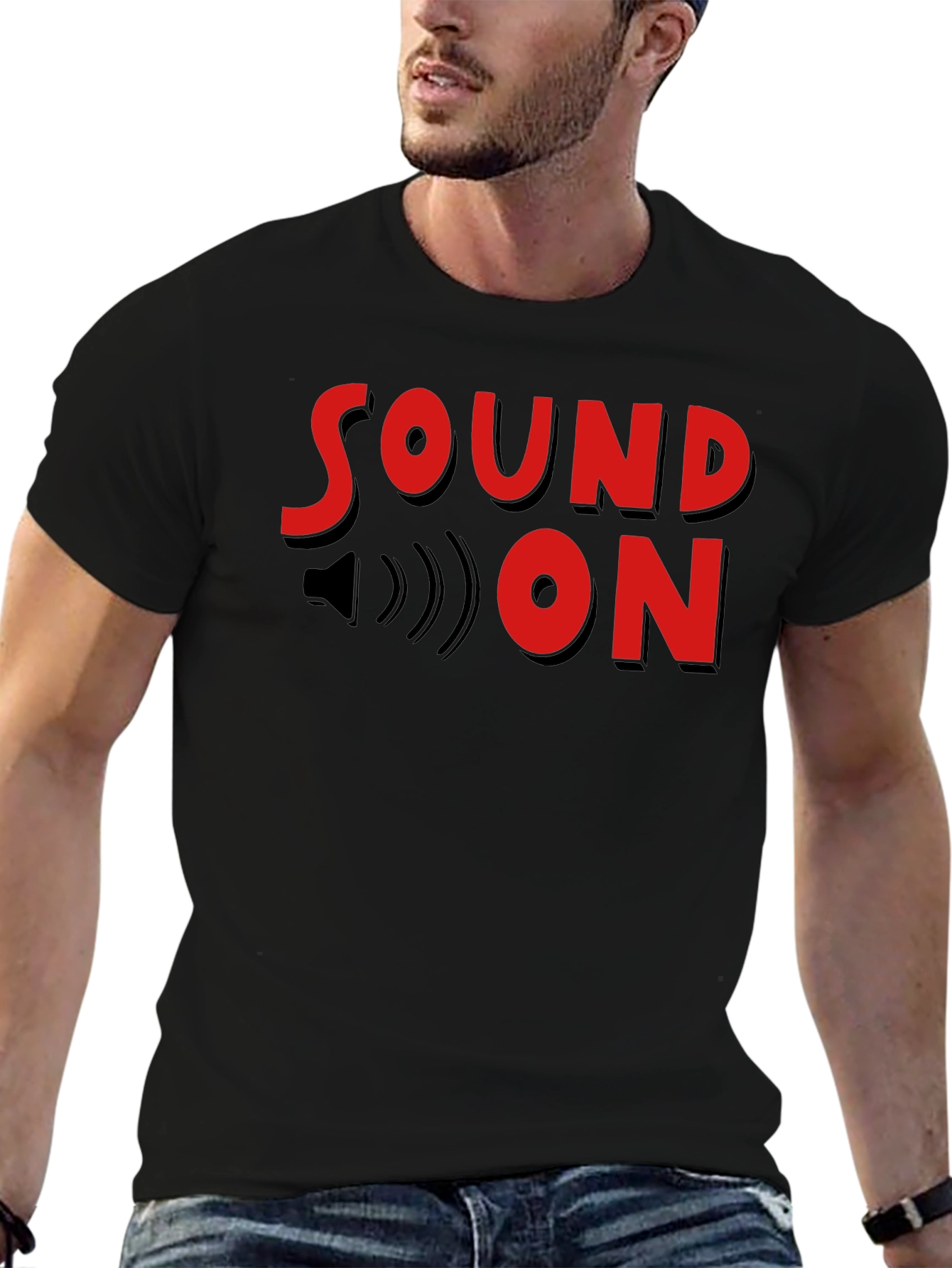 Sound On Graphic T-Shirt - Black Cotton Tee