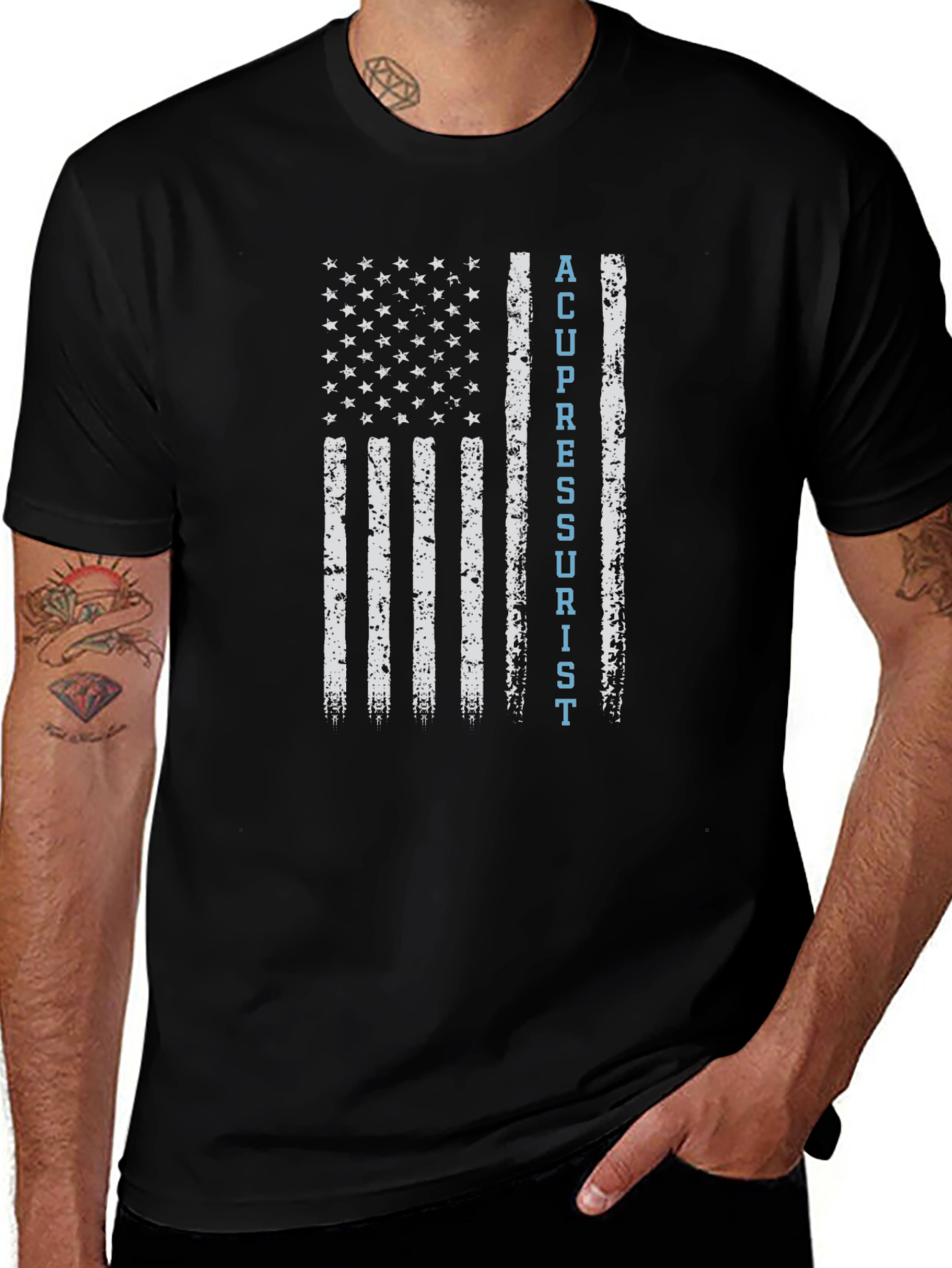 Acupressurist Flag T-Shirt - Patriotic Medical Tee