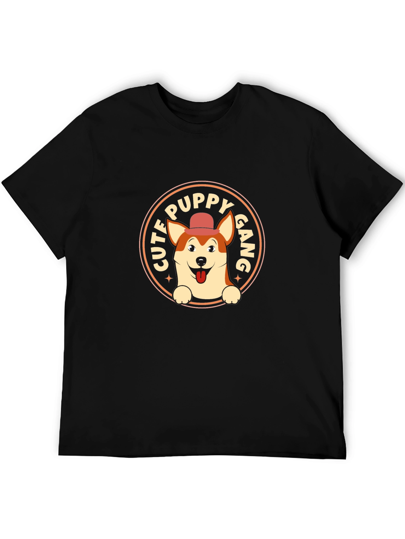 Cute Puppy Gang Black Graphic T-Shirt