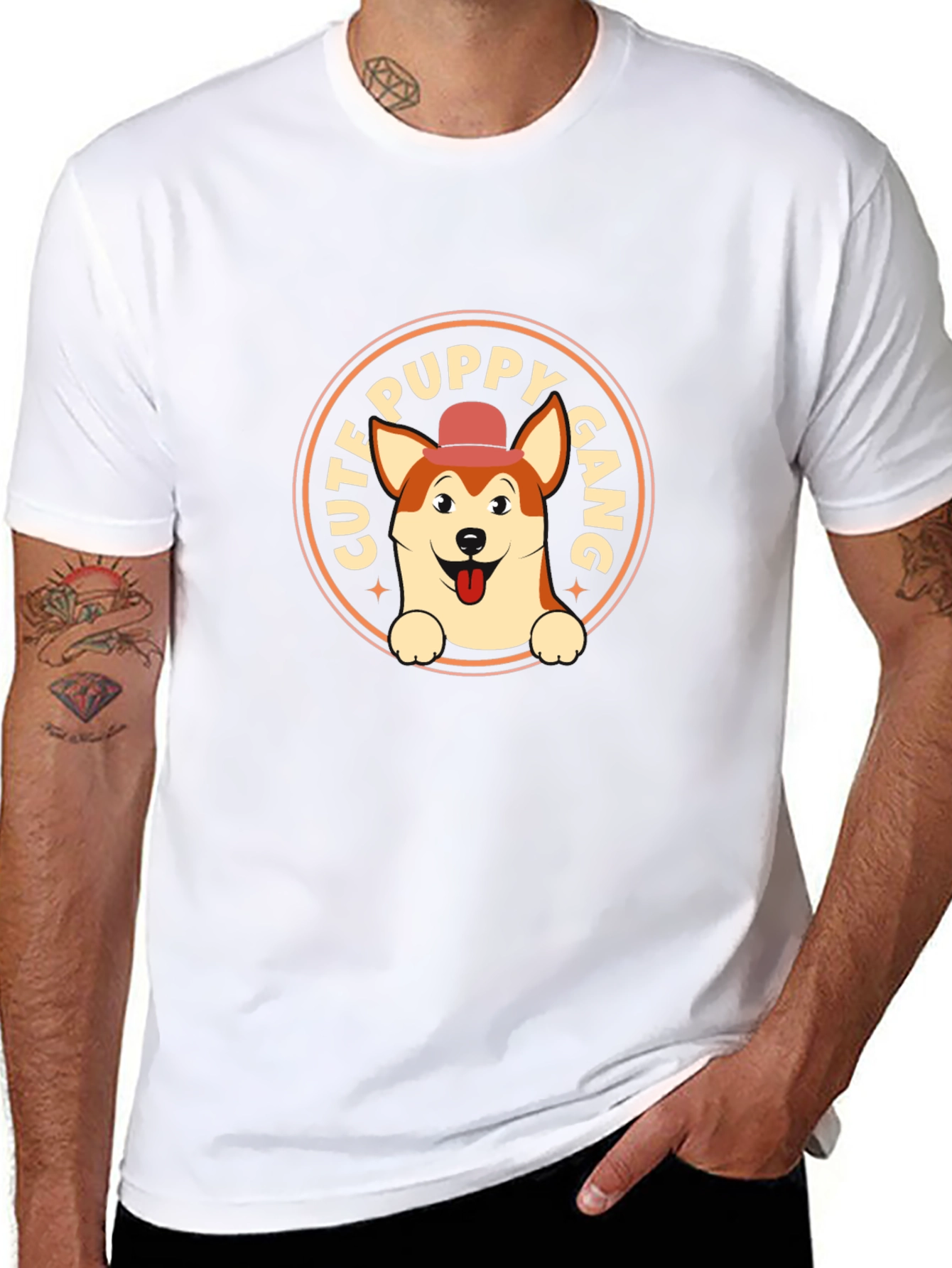 Cute Puppy Gang Black Graphic T-Shirt