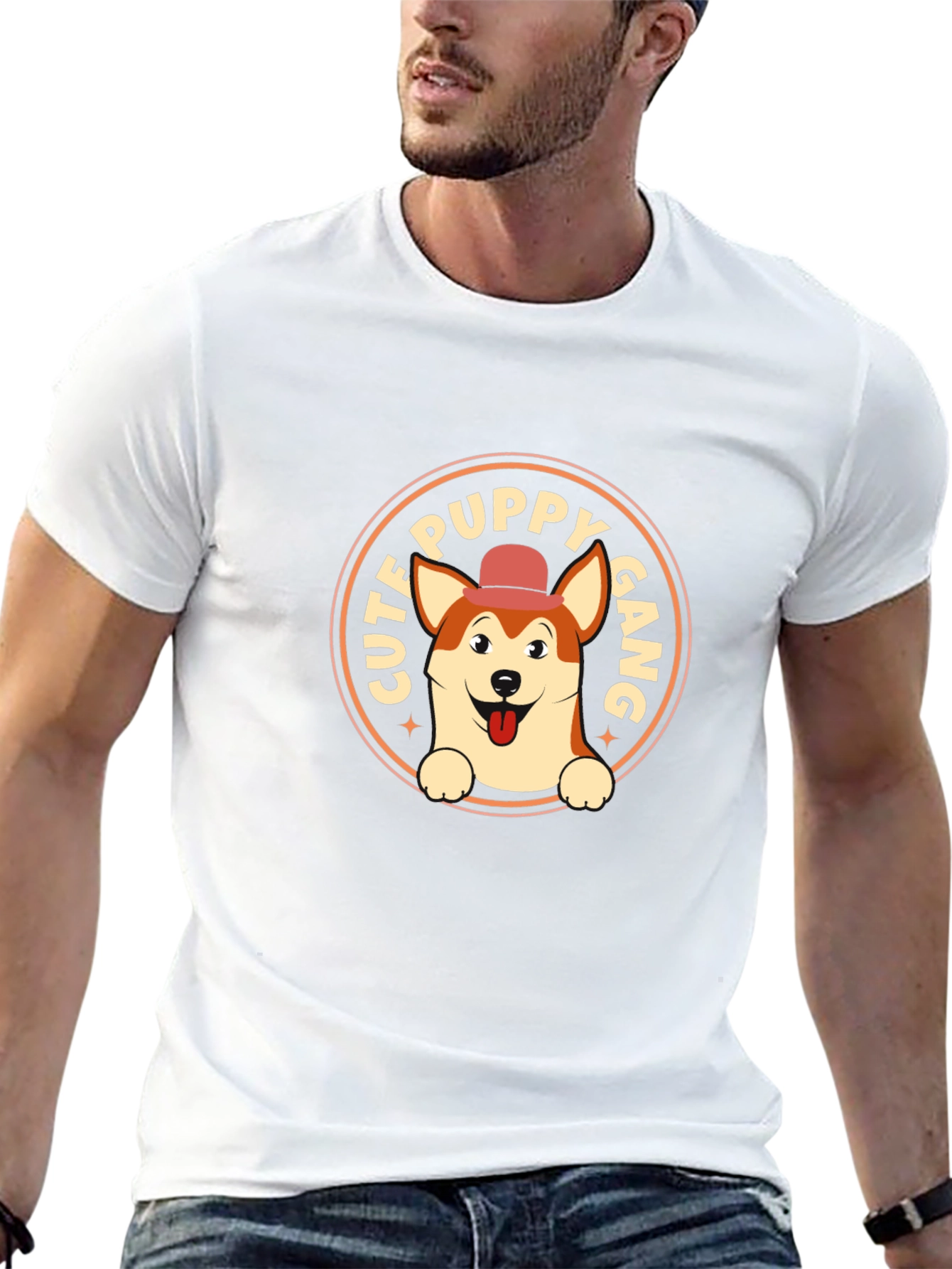 Cute Puppy Gang Black Graphic T-Shirt