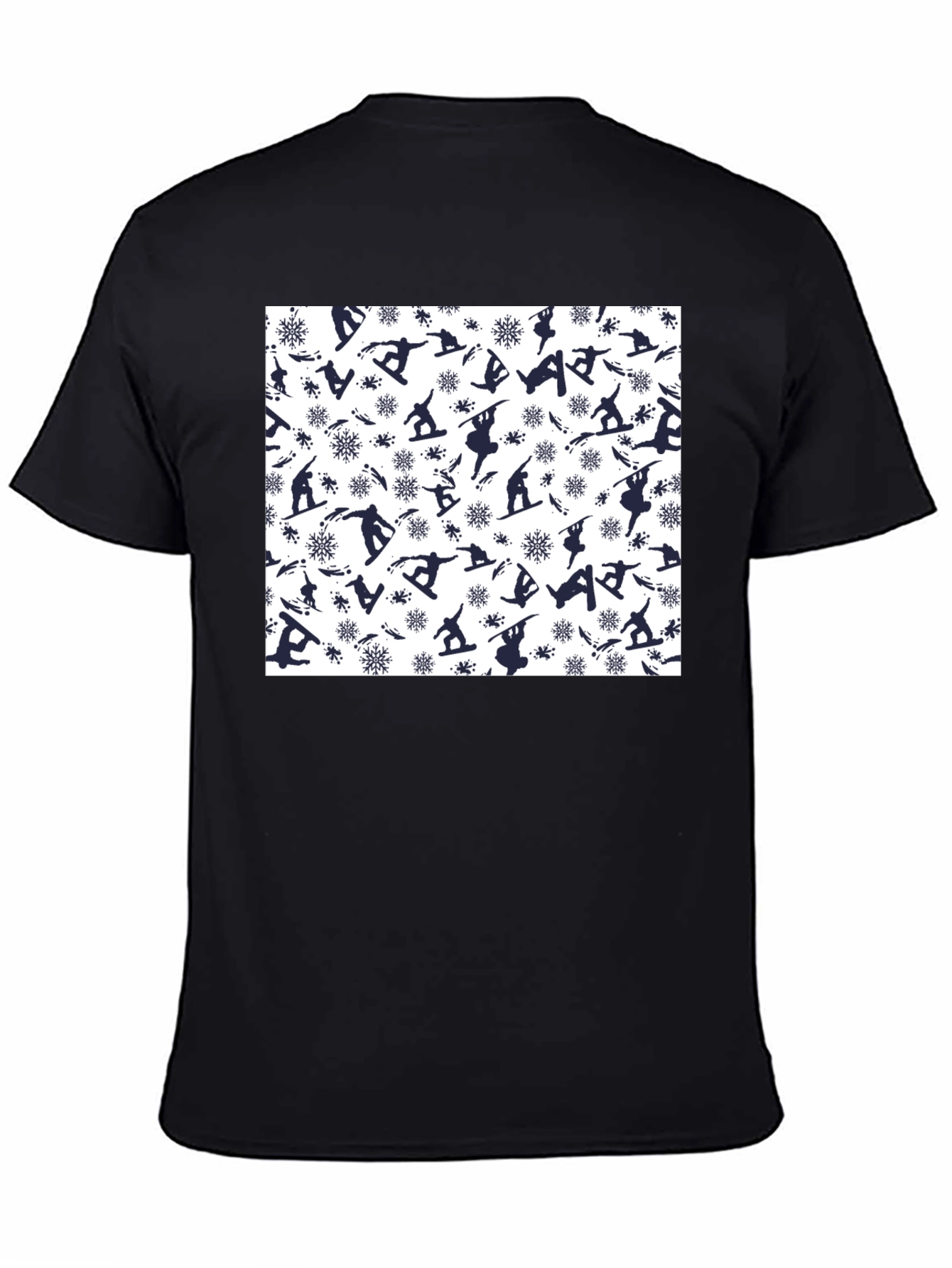 Snowboarder Pattern Black T-Shirt