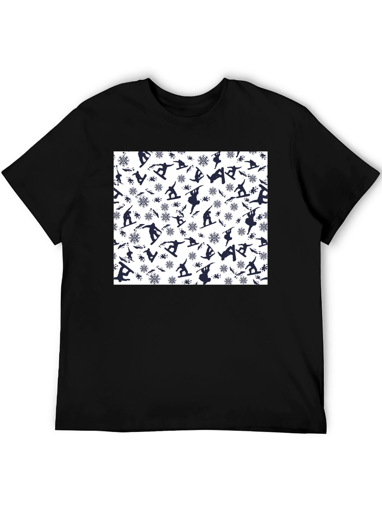 Snowboarder Pattern Black T-Shirt