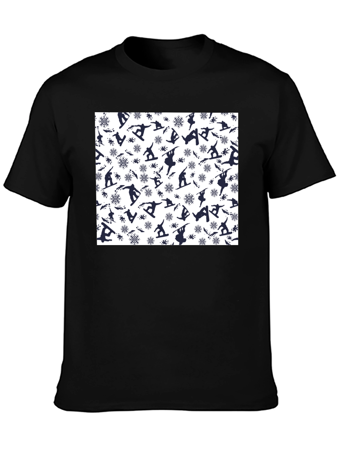 Snowboarder Pattern Black T-Shirt