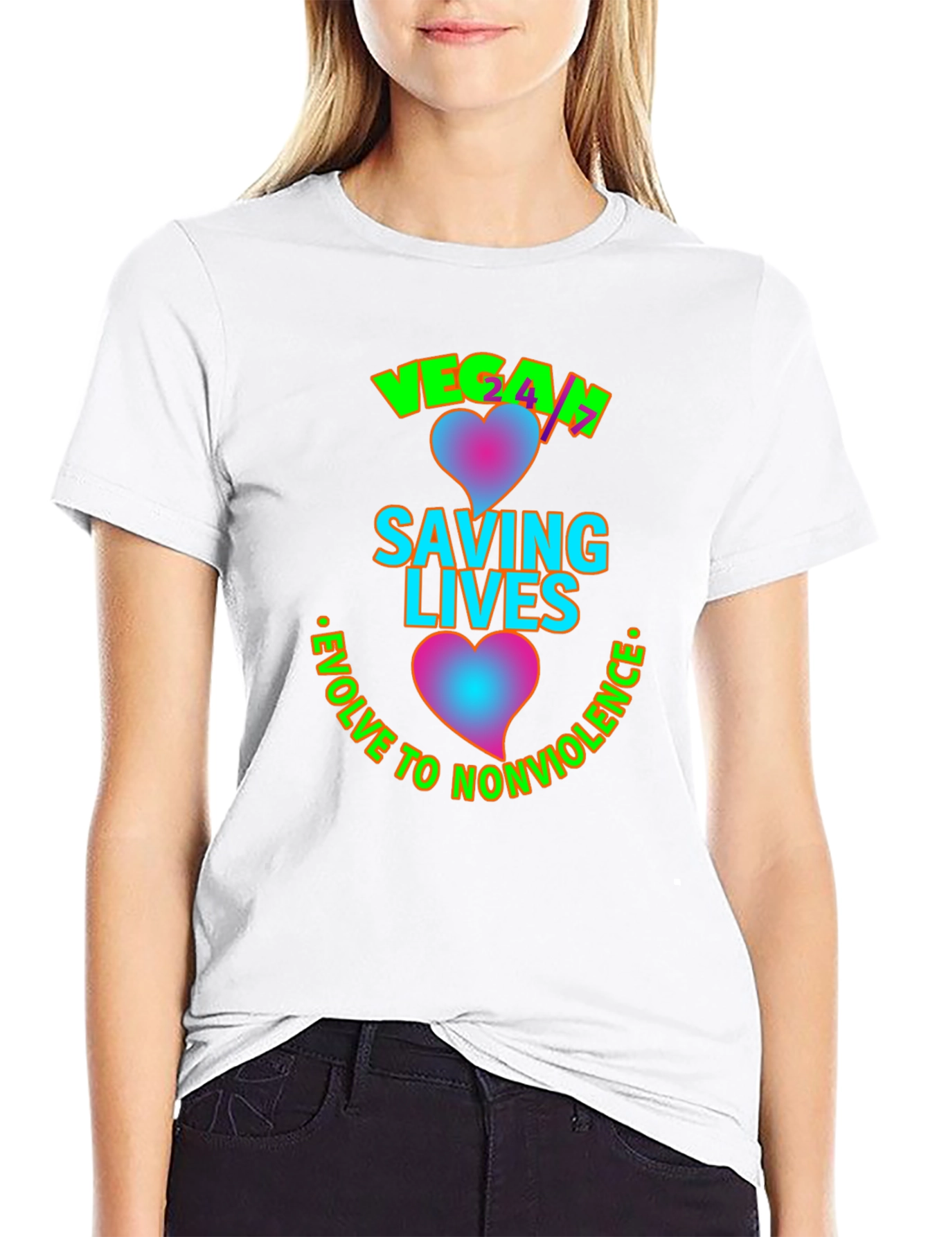 Vegan Saving Lives Tee - Evolve to Nonviolence