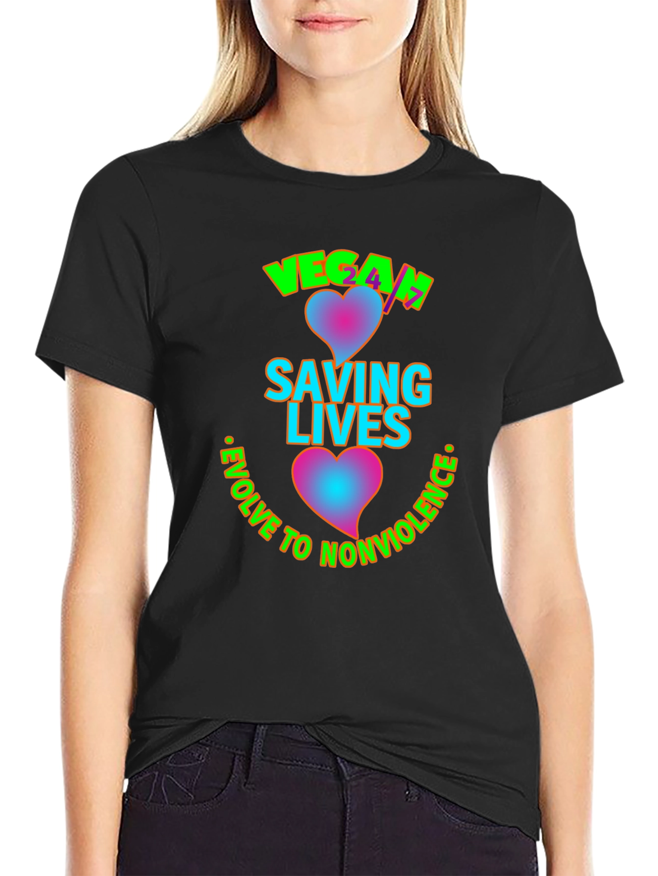 Vegan Saving Lives Tee - Evolve to Nonviolence