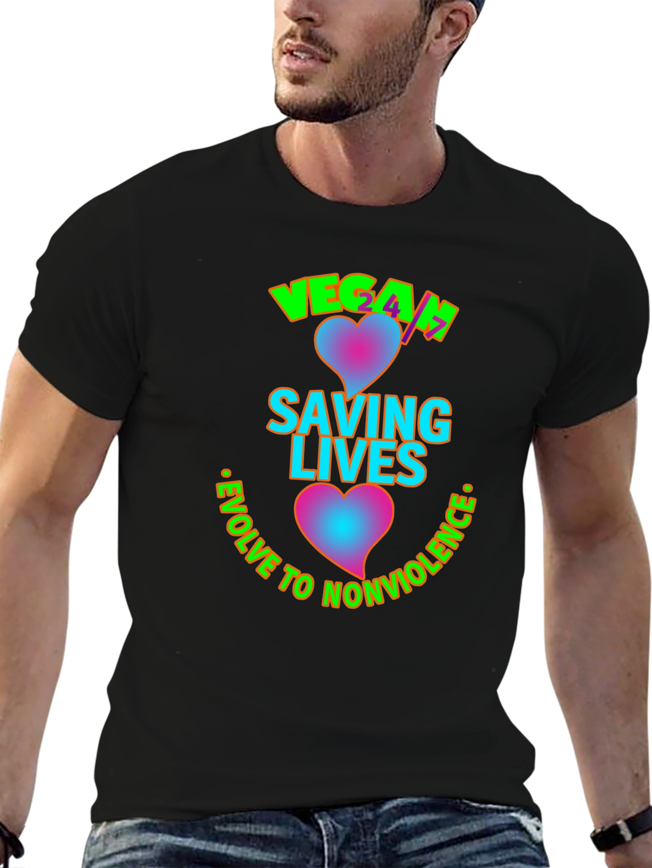 Vegan Saving Lives Tee - Evolve to Nonviolence