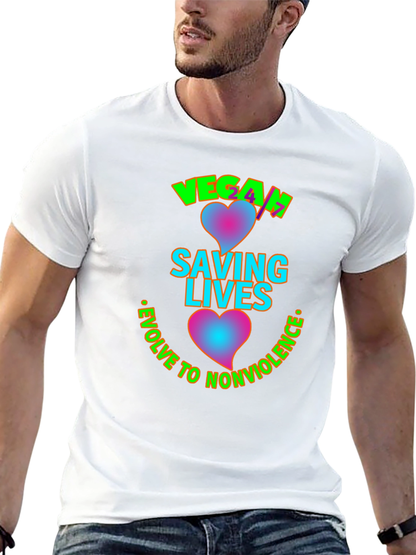Vegan Saving Lives Tee - Evolve to Nonviolence