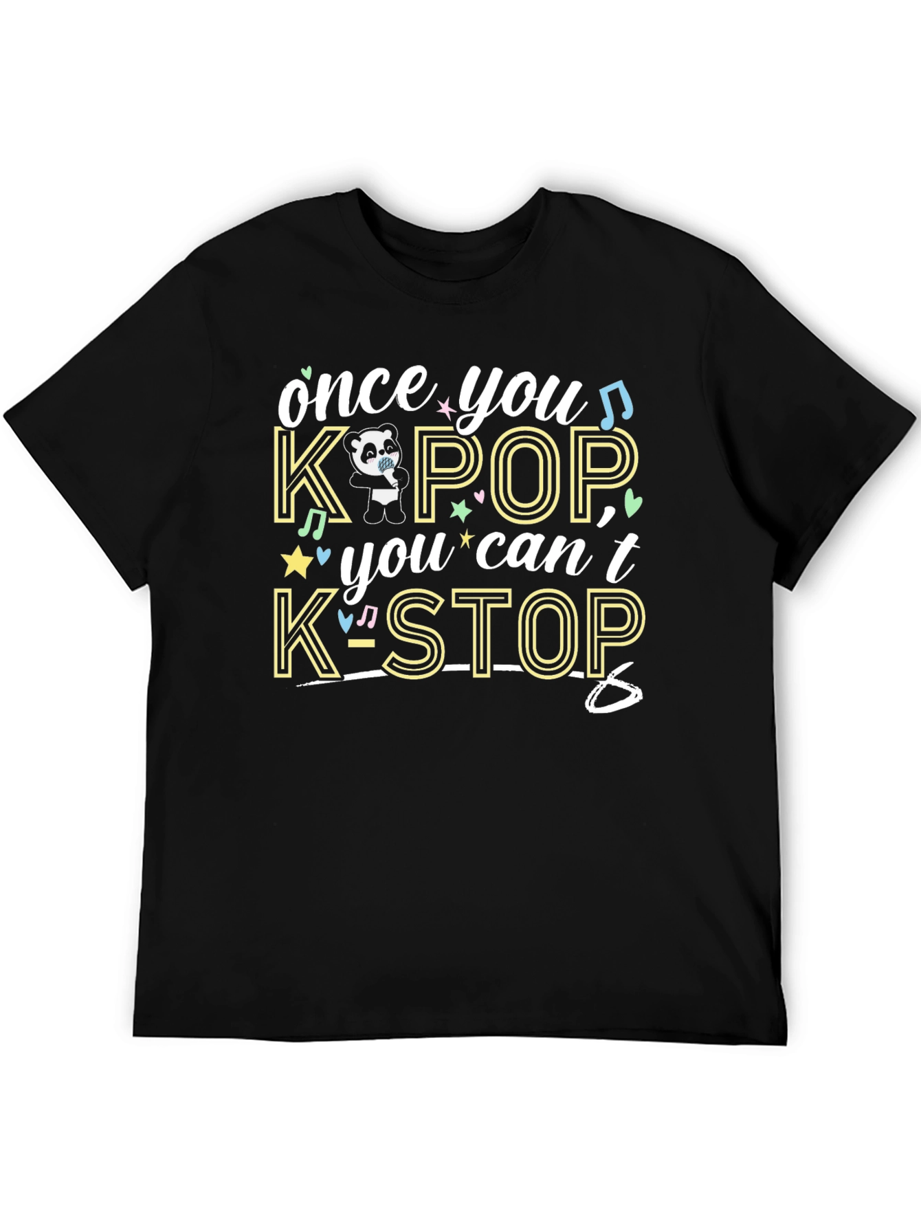 K-Pop Panda Black T-Shirt