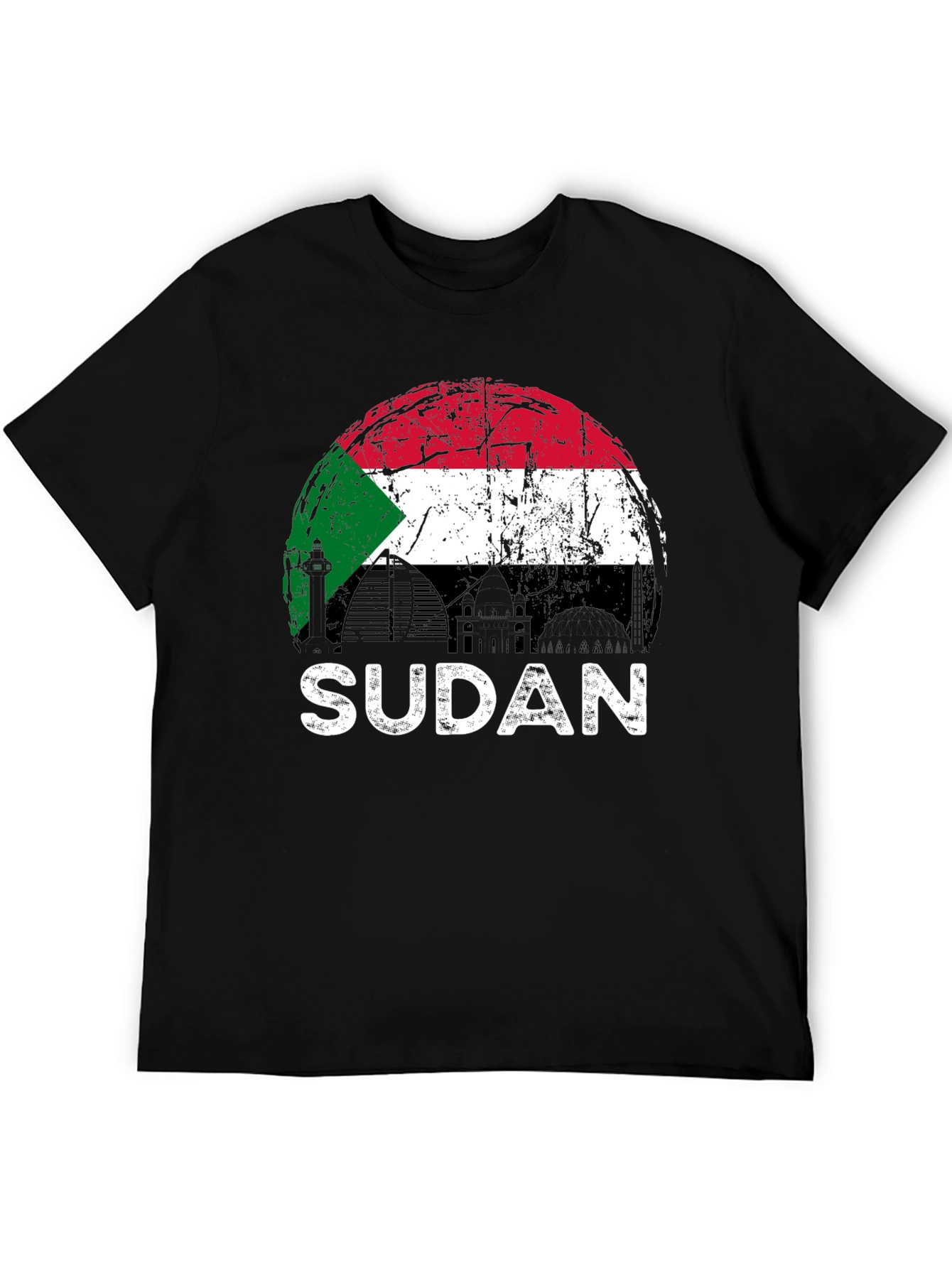 Sudan Flag Graphic T-Shirt - Black Cotton Tee