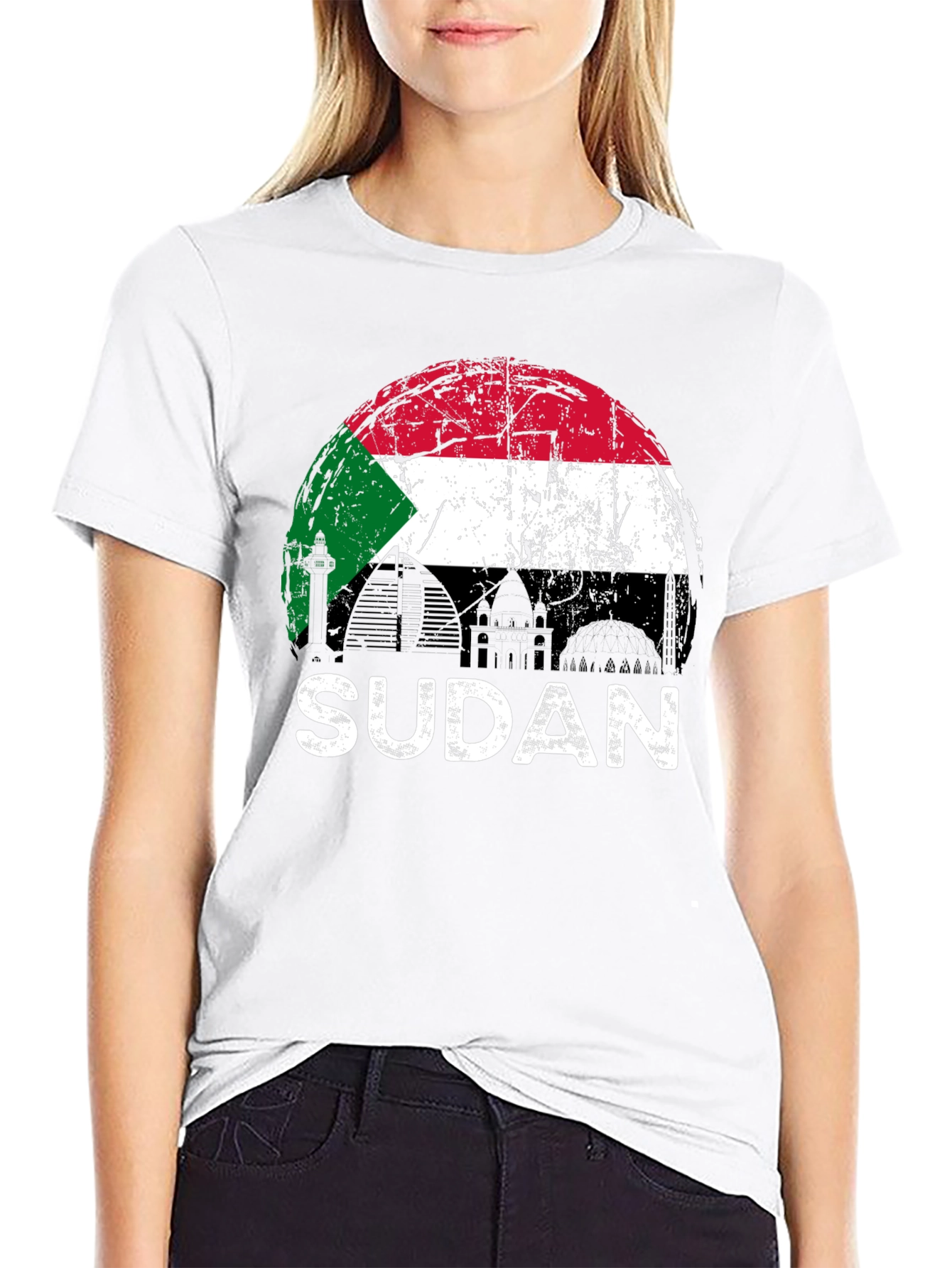 Sudan Flag Graphic T-Shirt - Black Cotton Tee