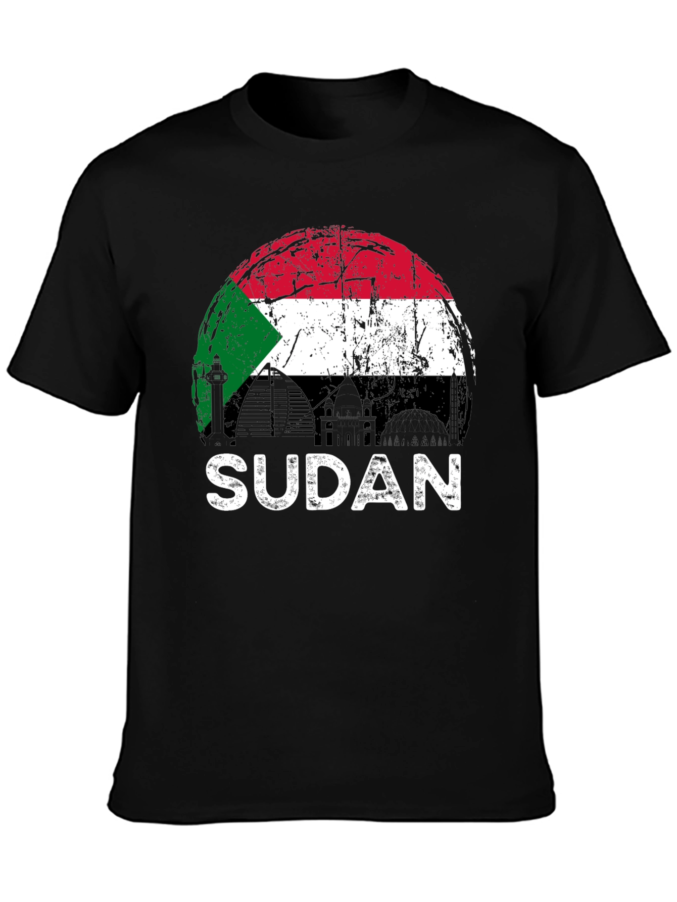 Sudan Flag Graphic T-Shirt - Black Cotton Tee