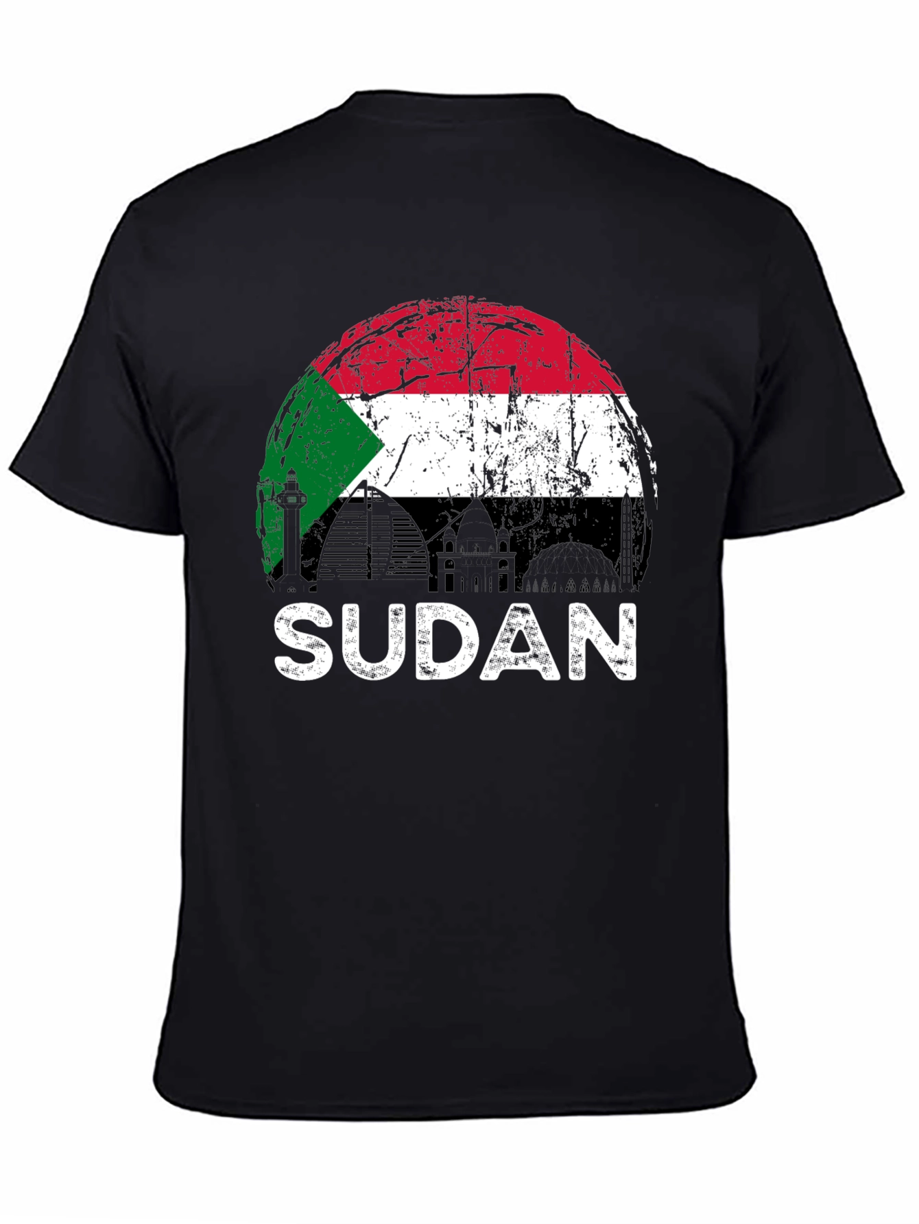 Sudan Flag Graphic T-Shirt - Black Cotton Tee