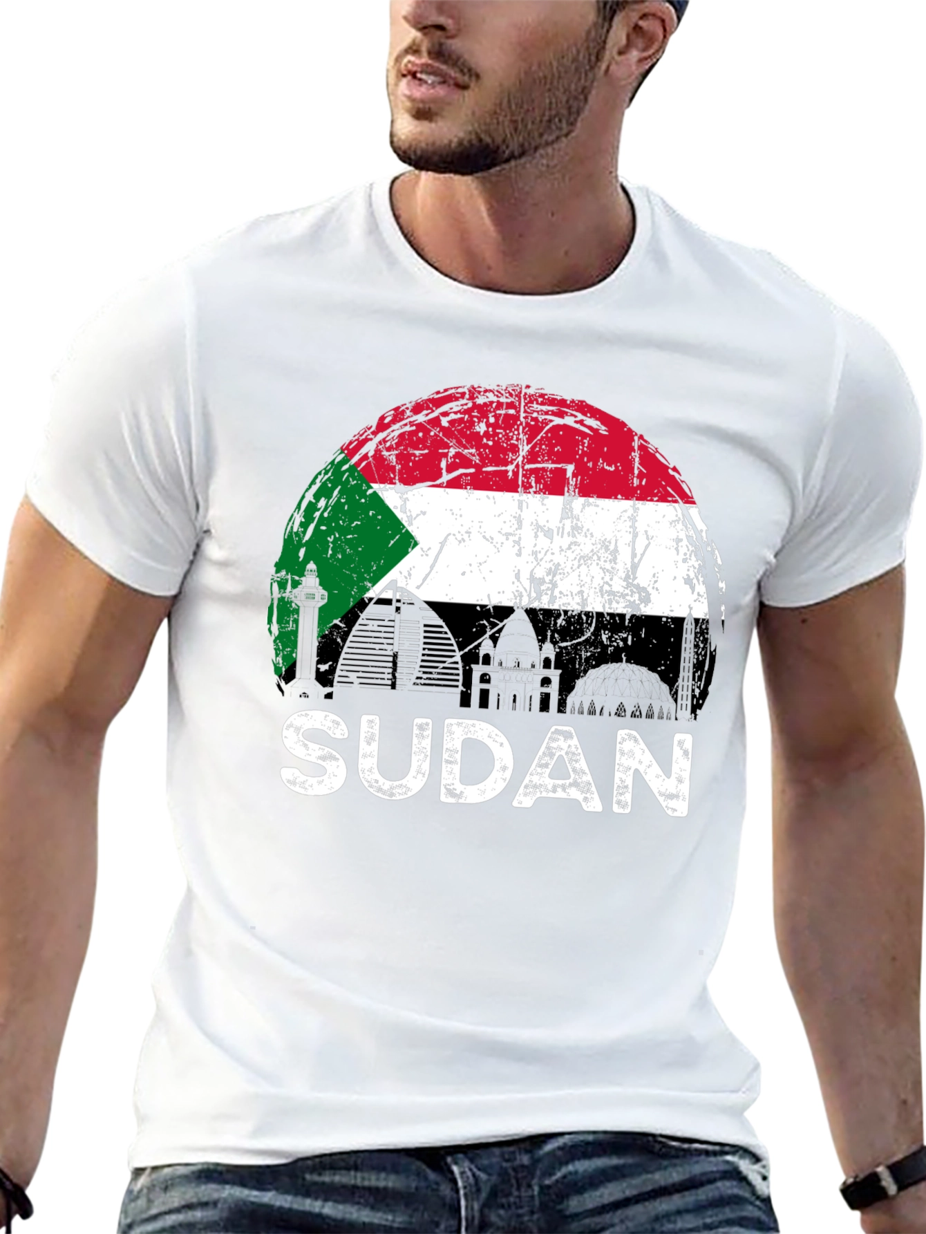 Sudan Flag Graphic T-Shirt - Black Cotton Tee