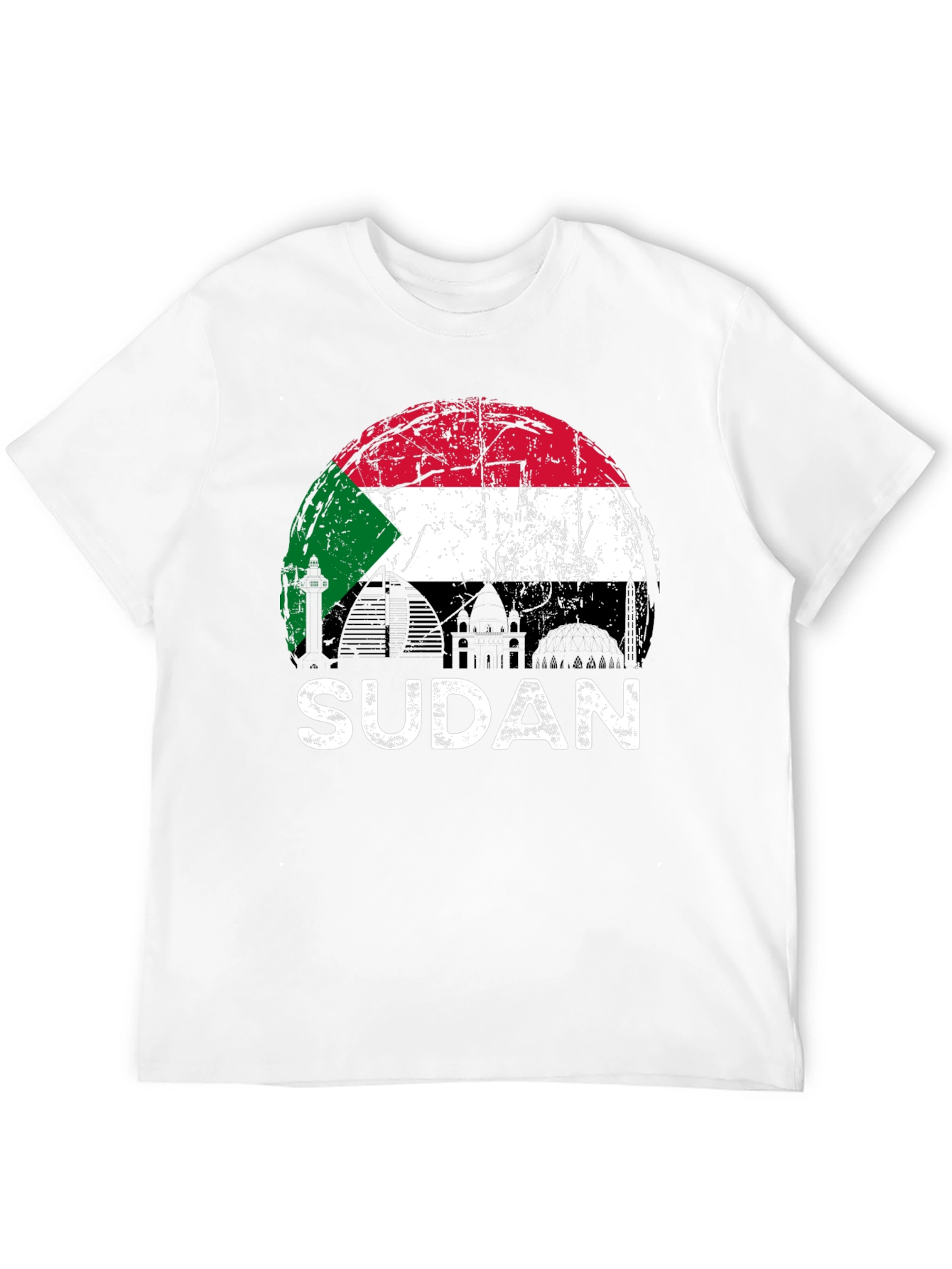 Sudan Flag Graphic T-Shirt - Black Cotton Tee