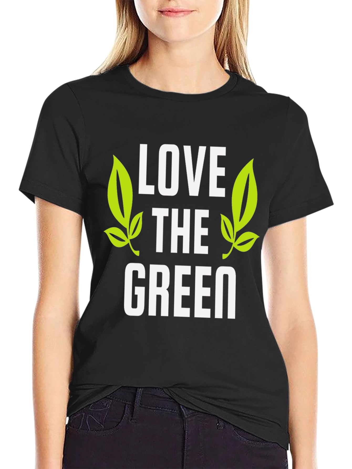 Love the Green Graphic Tee - Black Cotton T-Shirt
