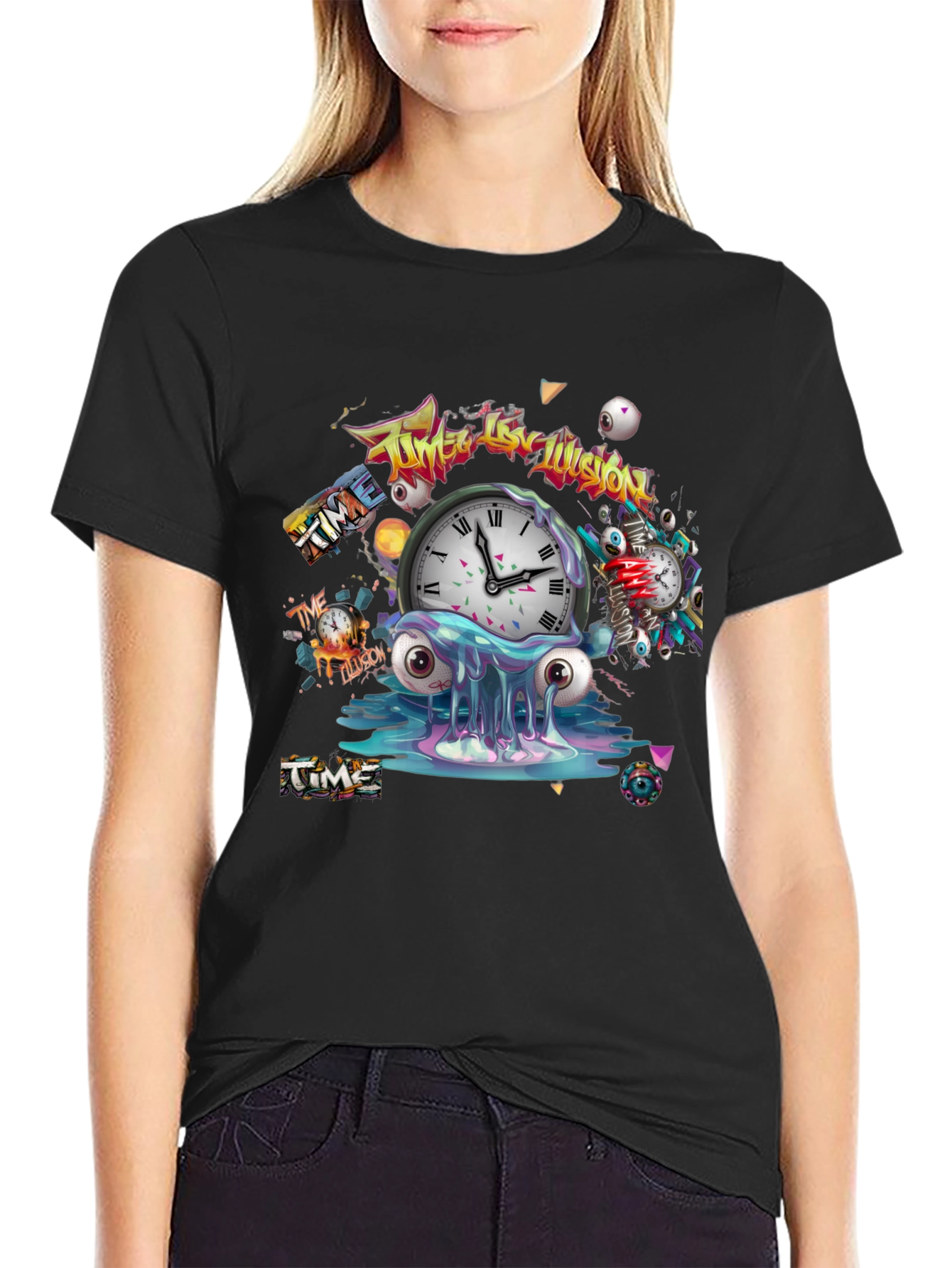 Time Illusion Graphic T-Shirt - Unique Design