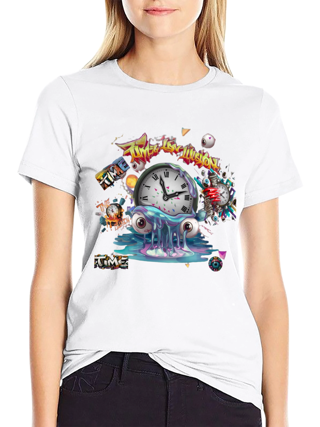 Time Illusion Graphic T-Shirt - Unique Design