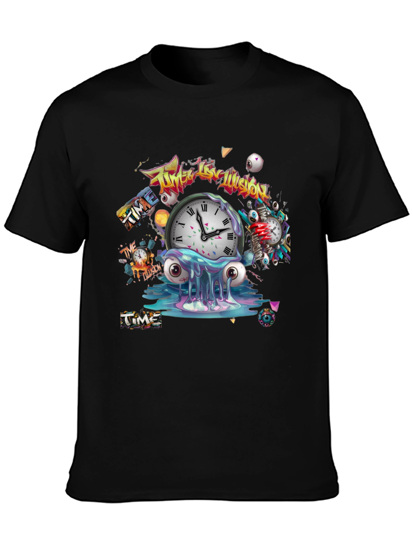 Time Illusion Graphic T-Shirt - Unique Design
