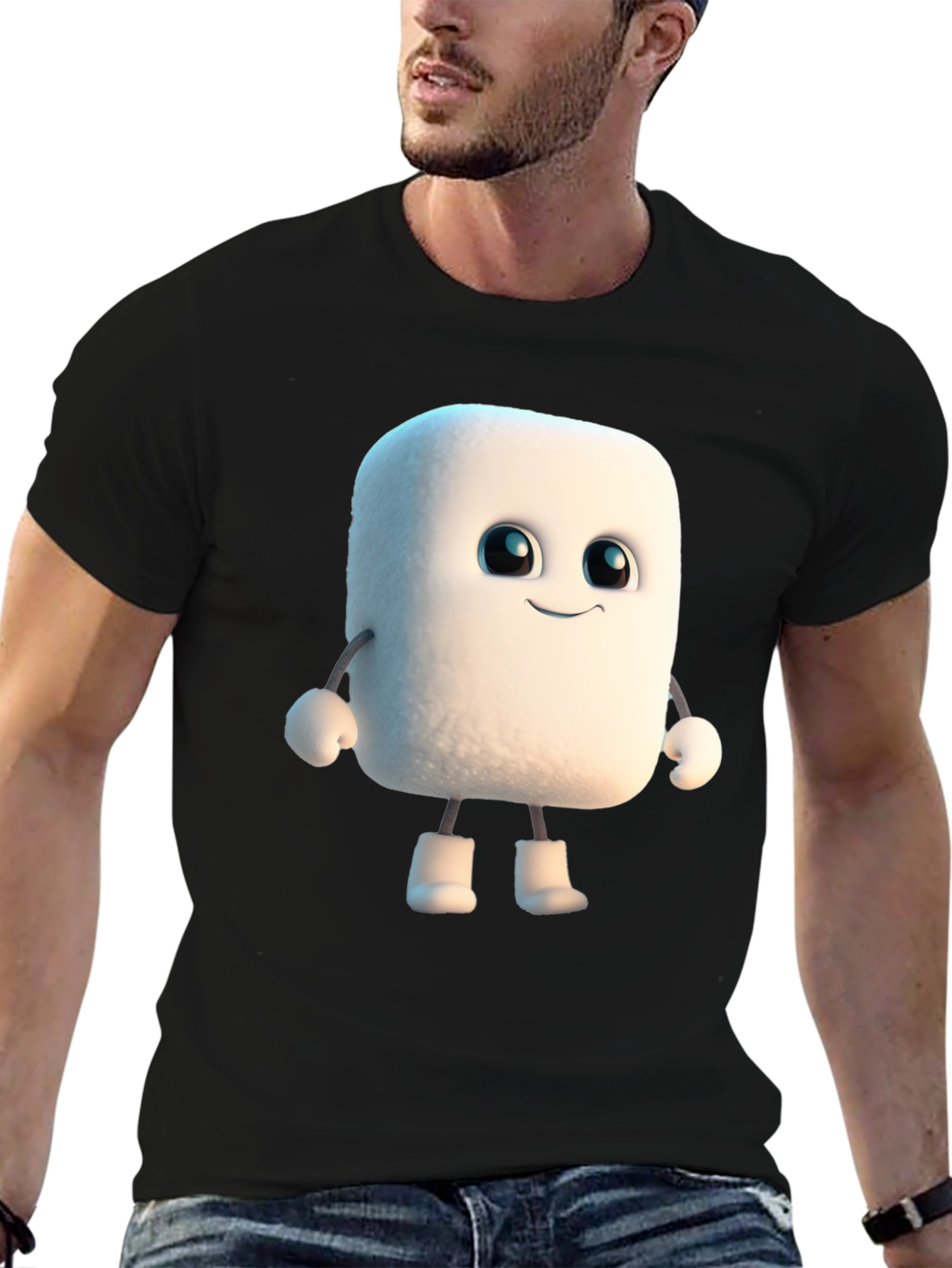 Marshmallow Character Black T-Shirt