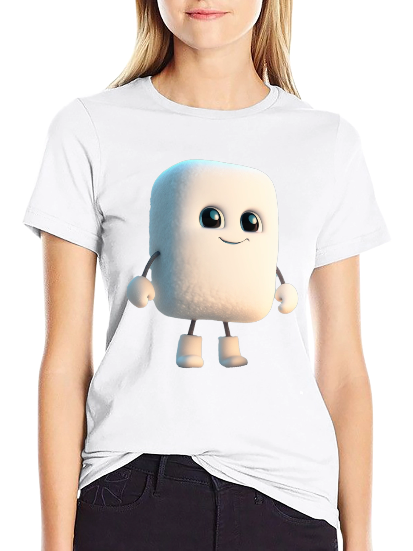Marshmallow Character Black T-Shirt